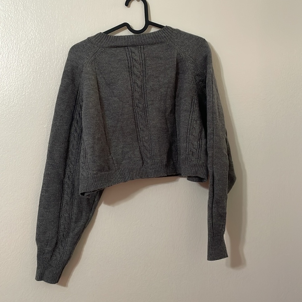 Knit Round Neckline Solid Tie Front Cardigan - image 4